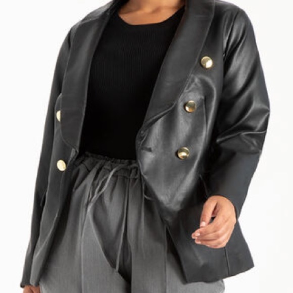 Jackets & Blazers - SALE ‼️DOUBLE BREASTED FAUX LEATHER BLAZER